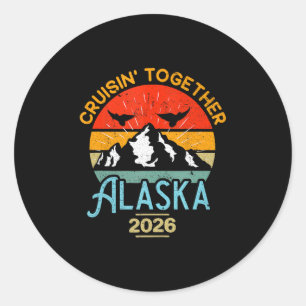 Pegatina Redonda Póster de crucero por Alaska para familias y grupo