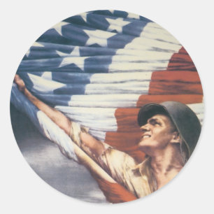 Pegatina Redonda Poster de guerra de época - Independencia