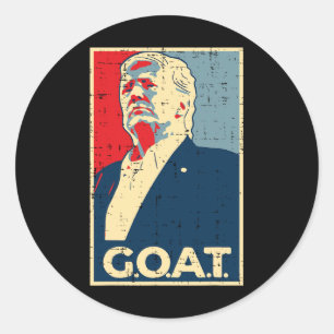 Pegatina Redonda Poster de la cabra Trump 2024