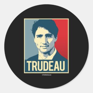 Pegatina Redonda Poster de la propaganda de Trudeau - .png