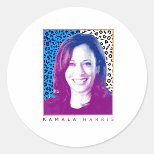 Pegatina Redonda Poster de los años 80 - Kamala Harris