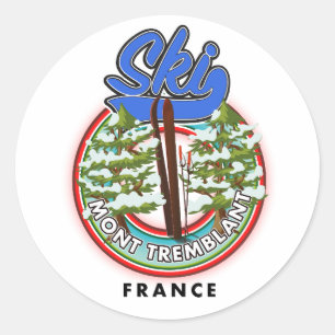 Pegatina Redonda Póster de viaje de esquí de Mont Tremblant Francia
