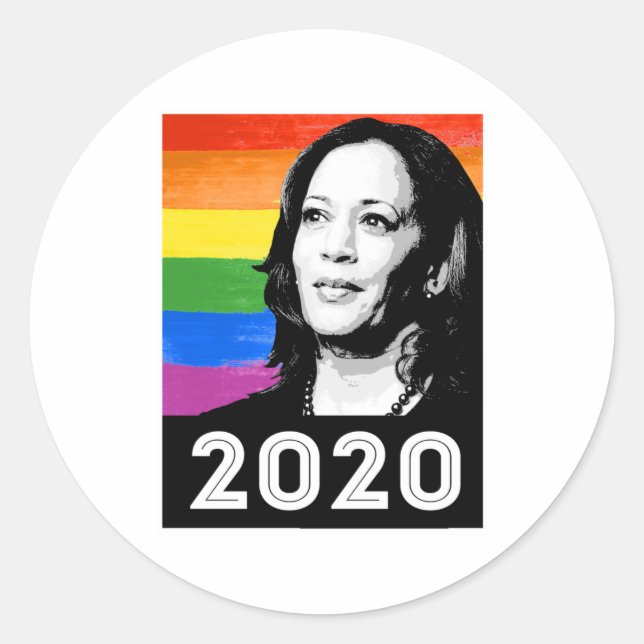 Pegatina Redonda Poster DEL ORGULLO DE KAMALA 2020 (Anverso)
