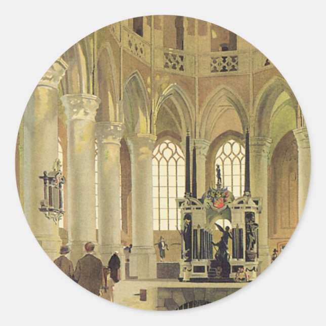 Pegatina Redonda Poster Delft LNER (Anverso)