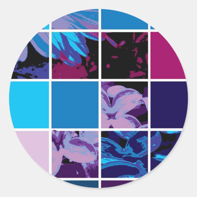 Pegatina Redonda poster floral zazzle (Anverso)