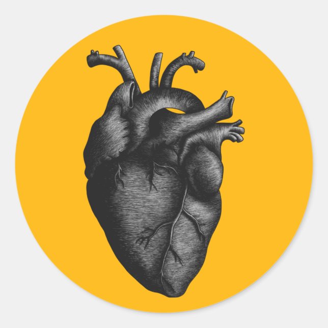 Pegatina Redonda Poster Heart Lines (Anverso)