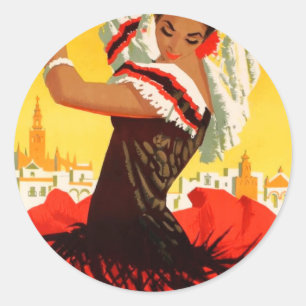 Pegatina Redonda Poster justo 1959 de España Sevilla abril