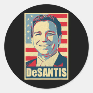 Pegatina Redonda Póster vintage de Desantis Presidente Republicano