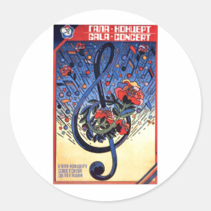 Pegatina Redonda Posters de la propaganda de Unión Soviética de l