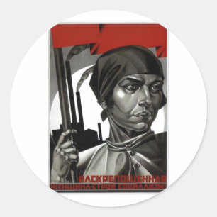 Pegatina Redonda Posters de la propaganda de Unión Soviética de la