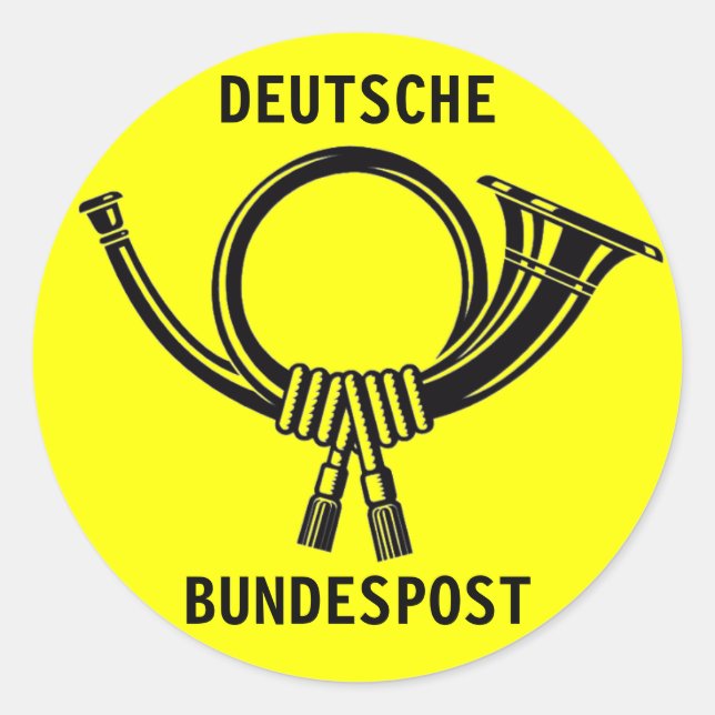Pegatina Redonda Posthorn DEUTSCHE BUNDESPOST amarillo#1 (Anverso)