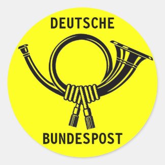 Pegatina Redonda Posthorn DEUTSCHE BUNDESPOST amarillo#1