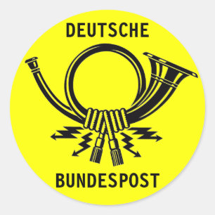 Pegatina Redonda Posthorn DEUTSCHE BUNDESPOST yellow#2