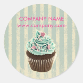 Pegatina Redonda postre moderno de panadería verde azulada vintage