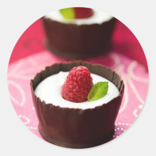 Pegatina Redonda Postre mousse de chocolate blanco