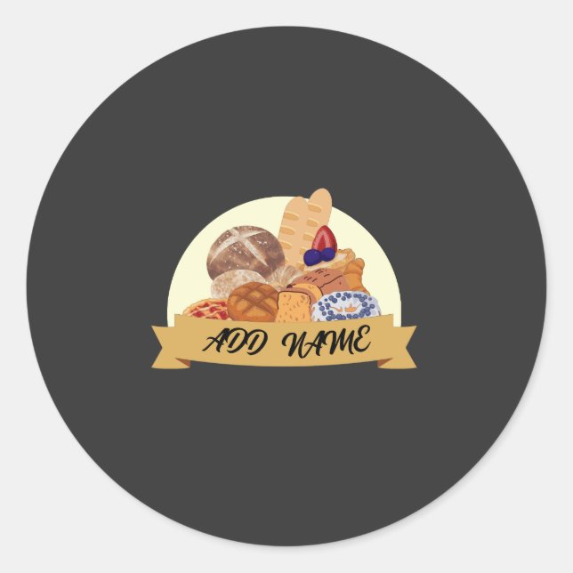 Pegatina Redonda Postre suave panadería panadería nombre personaliz (Anverso)