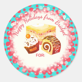 Pegatina Redonda Postres pasteleros Navidades de vacaciones a