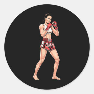 Pegatina Redonda Postura de Muay Thai Comt Deportes para un fanátic