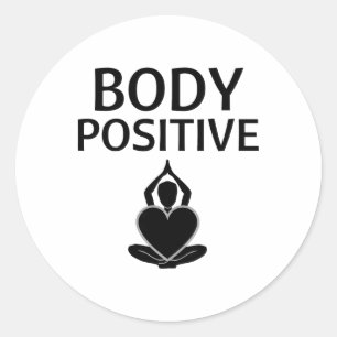 Pegatina Redonda Postura de yoga pacífica y positiva para el cuerpo