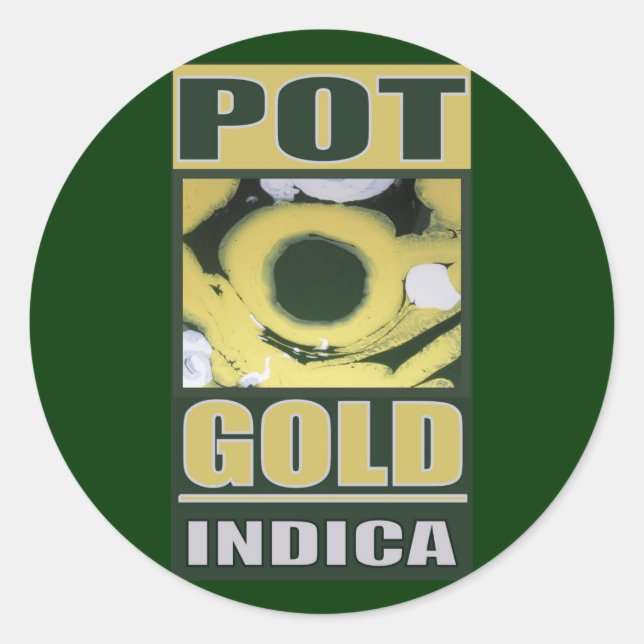 PEGATINA REDONDA POT O GOLD INDICA (Anverso)