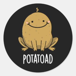 Pegatina Redonda Potatoad Funny Potato Toad Pun Dark BG
