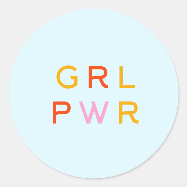 Pegatina Redonda Potencia chica | GRL PWR | Feminista moderna | Mín (Anverso)