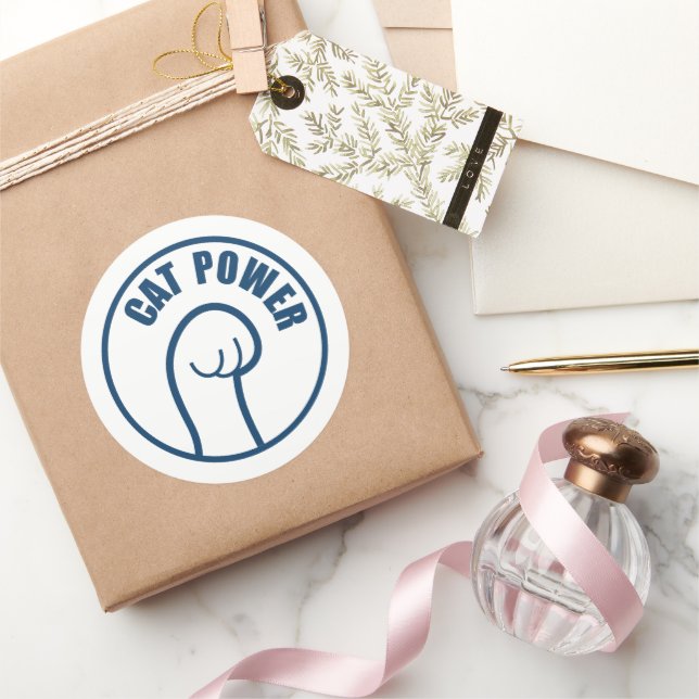 Pegatina Redonda Potencia del gato (Regalar)