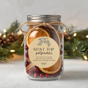 Pegatina Redonda Potpourrí Casero de Navidad para Cocinilla Regalo
