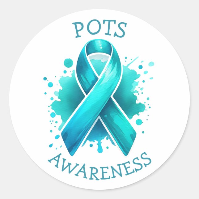 Pegatina Redonda POTS Síndrome de taquicardia ortostática postural (Anverso)