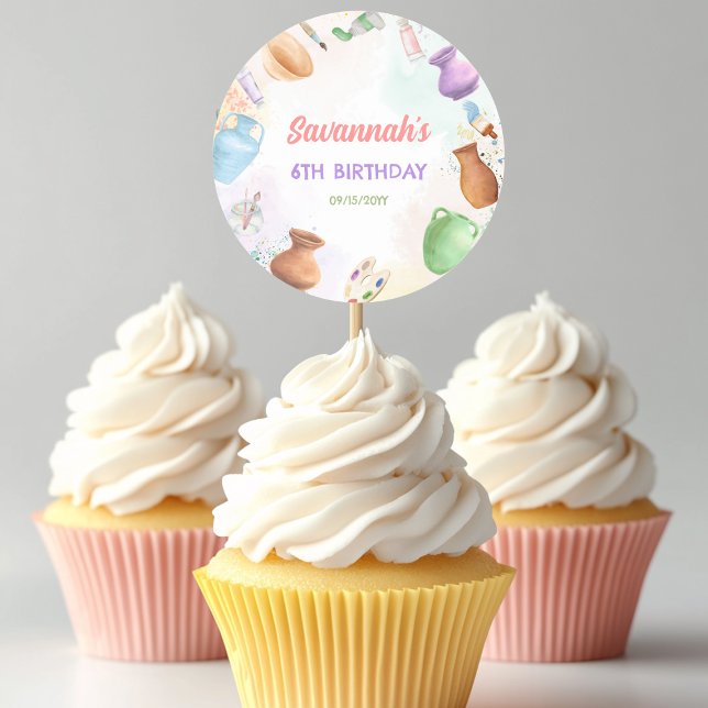 Pegatina Redonda Pottery Painting Birthday (Subido por el creador)