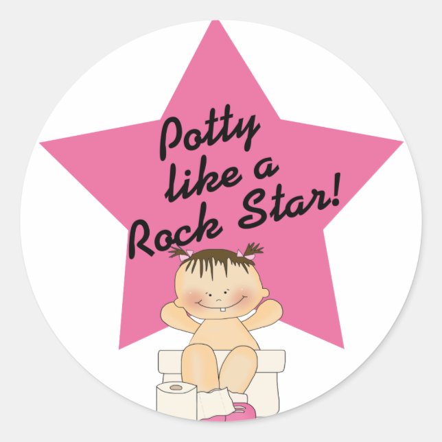 Pegatina Redonda Potty Like A Rock Star Chica (Anverso)