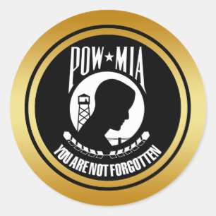 PEGATINA REDONDA POW MIA - ORO MARCO