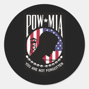Pegatina Redonda Pow Mia Usa Bandera No Estás Olvidado