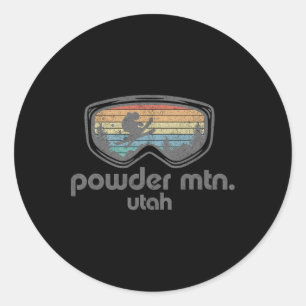 Pegatina Redonda Powder Mountain Utah Estación de Esquí Esquí Esqui