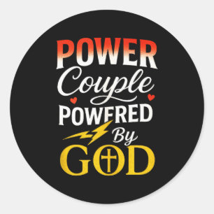 Pegatina Redonda Power Couple - Camiseta sin Mangas de Pareja Crist