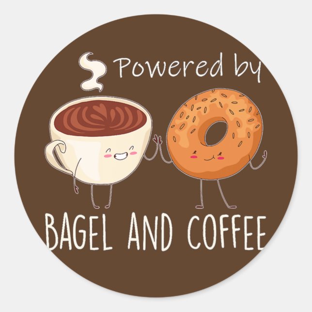 Pegatina Redonda Powered by Bagel and Coffee Bagel lover Baking  (Anverso)