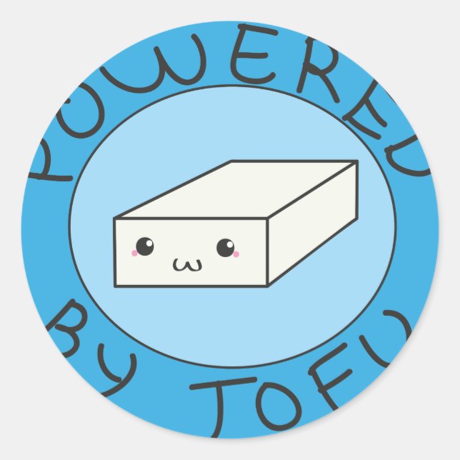 Pegatina Redonda powered by tofu (Anverso)