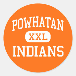 Pegatina Redonda Powhatan - indios - alto - Powhatan Virginia