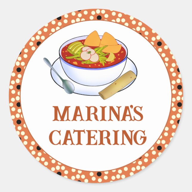 Pegatina Redonda Pozole Rojo De Pollo (Anverso)