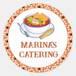 Pegatina Redonda Pozole Rojo De Pollo