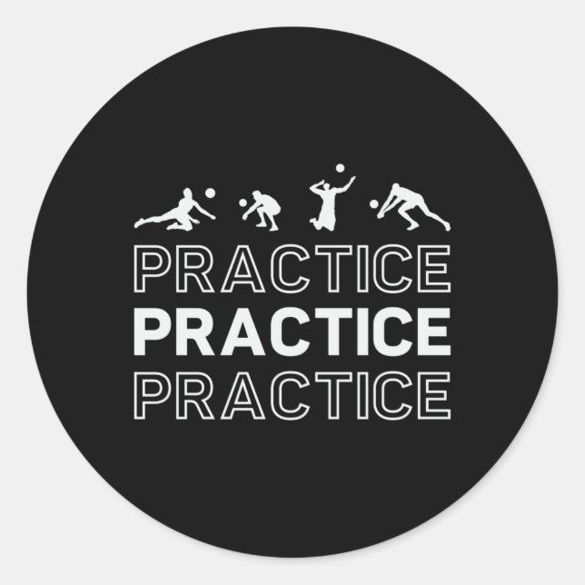 Pegatina Redonda Práctica práctica del jugador de voleibol playa (Anverso)