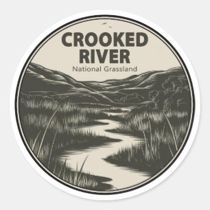 Pegatina Redonda Pradera Nacional Crooked River Oregon Corriente
