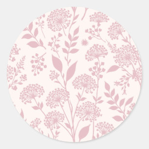 Pegatina Redonda Prado de Diente de León Rosa Opaca - Neutral