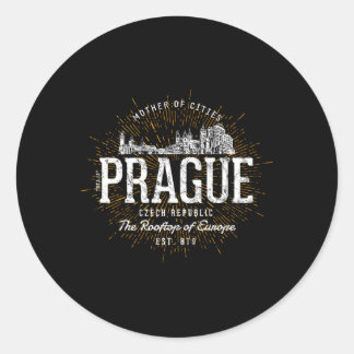 Pegatina Redonda Praga de la República Checa