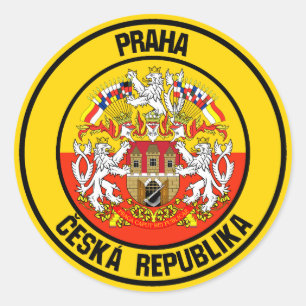 Pegatina Redonda Praga Round Emblem