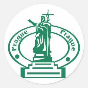 Pegatina Redonda Praga Stamp