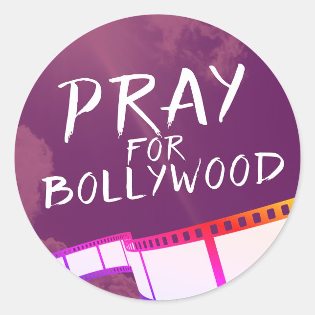 Pegatina Redonda Pray for Bollywood (Anverso)