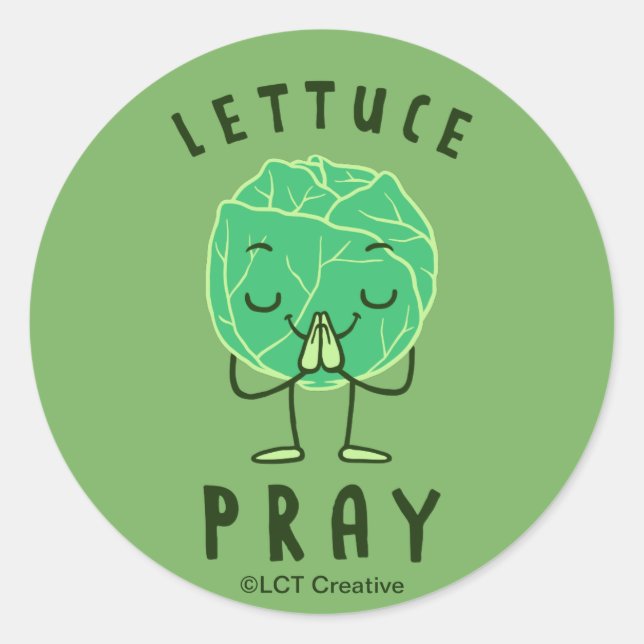 Pegatina Redonda Pray Lettuce (Anverso)