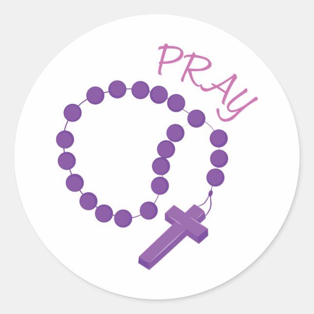 Pegatina Redonda Pray Rosary (Anverso)