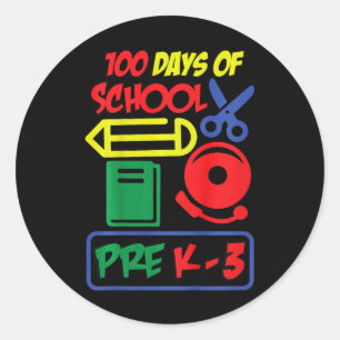 Pegatina Redonda Pre-K-3 - 100 Días De Escuela
